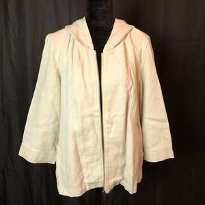 Coldwater Creek Tan Linen Zip-Up Hoodie Jacket/Blazer Size L